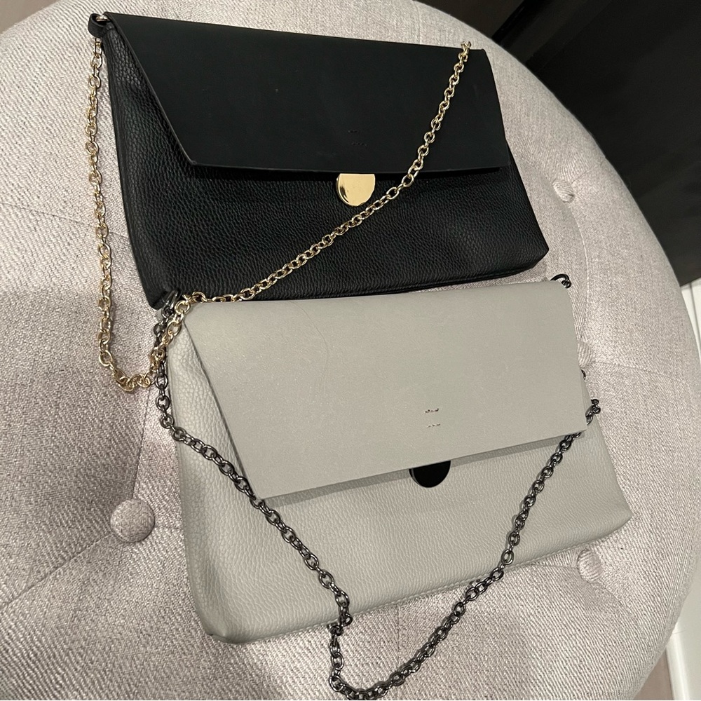 Bundle of 2 tiny clutch purses with metal wristlet straps